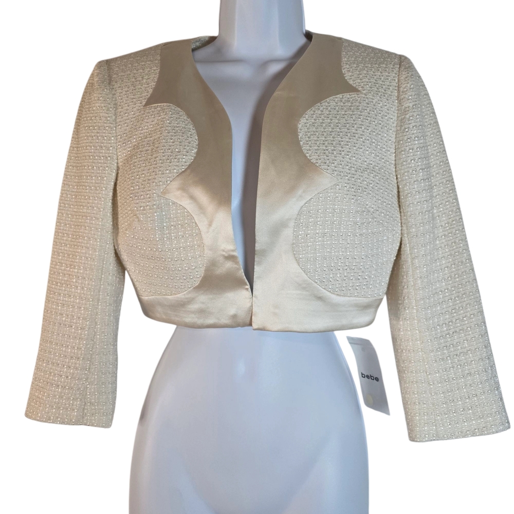 NWT Bebe Cream Textured Women's Jacket, size 6
